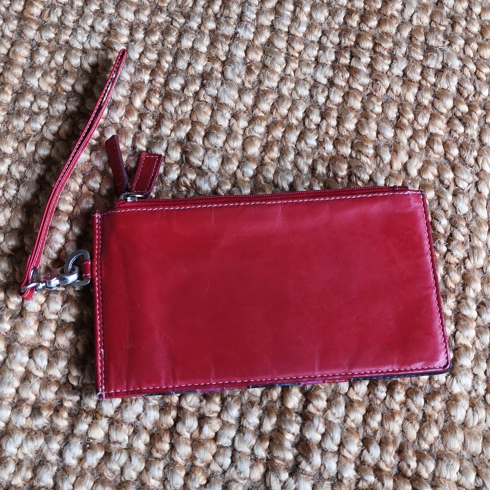 Red leather wallet/wristlet